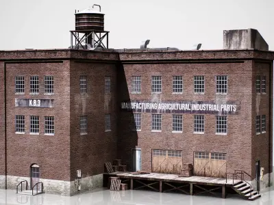 Industrial building 001 Low-poly 3D model