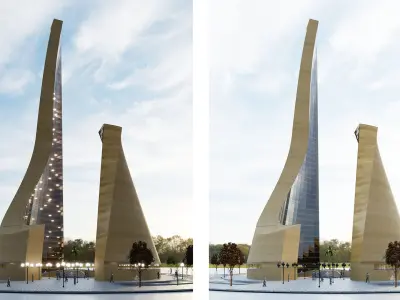 Dancing Tower 3D Model  Architectural Maquette rendering 3D model