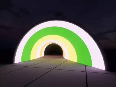 Tunnel rainbow colored at night 3D model