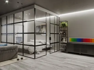 Glass Bedroom Scene for Cinema 4D  Corona Renderer and LightMix 3D model