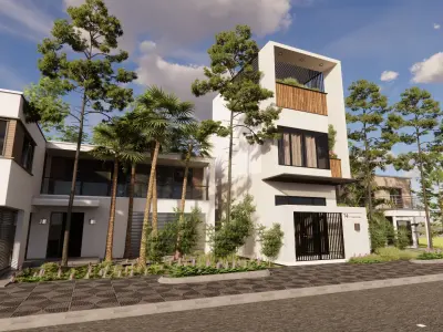 Modern Home Exterior Low-poly 3D model