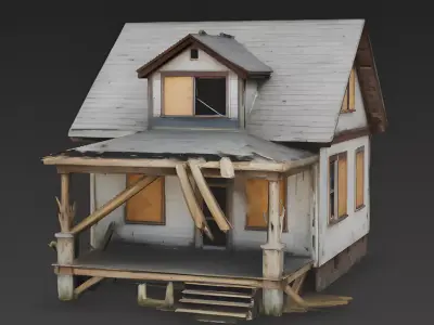 Ruined Craftsman Bungalow 3D Model 3D Model Low-poly 3D model