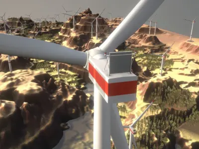 Canyon Windfarm Scene Low-poly 3D model