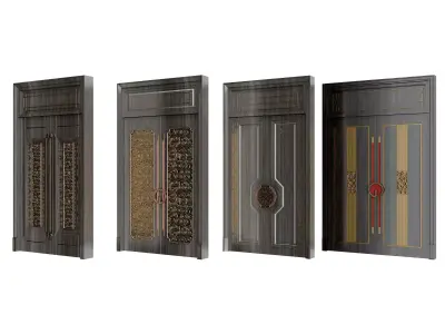 double door Low-poly 3D model