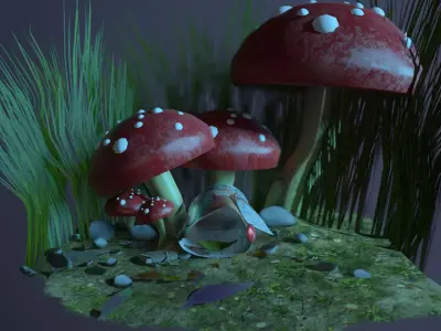 Tiny World Environment Marmoset Game Low-poly 3D model