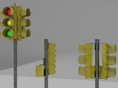 Traffic Lights USA Low-poly 3D model