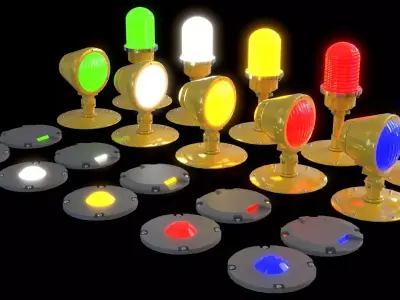 Airfield Lights Pack Modular Runway and Taxiway Lighting Low-poly 3D model