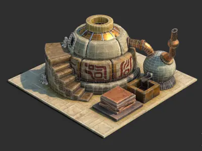 Medieval Iron Smelter Low-poly 3D model