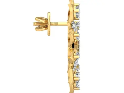 Yellow gold diamond earring-P2 E-32 3D print model