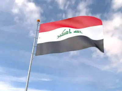 Flag Iraq animated loop 3D model