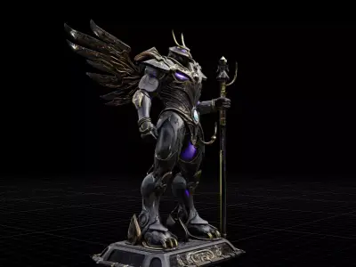 Ancient Mecha Guardian  Ornate Armor Robot for Fantasy Sci-Fi Low-poly 3D model