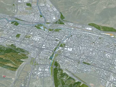 Xining Qinghai China 45km AI Low-poly 3D model