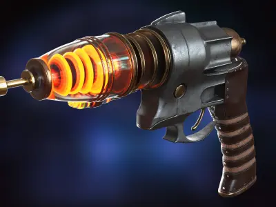 Sci-fi Steampunk themed hand gun - PBR Textures Low-poly 3D model