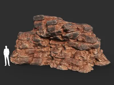 Low poly Black Yellow Desert Rock B 211120 Low-poly 3D model