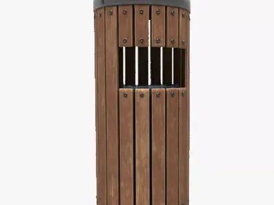 Modern Timber Street bin Vol 09 Game Ready PBR Low-poly 3Dmodel Low-poly 3D model