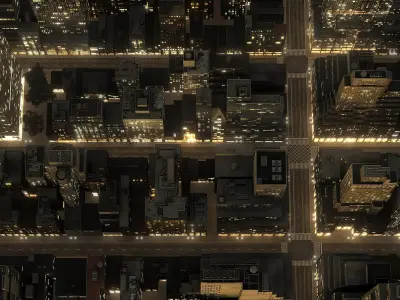  Manhattan District 04 Night Low Poly 