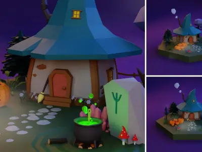 Low Poly Mystical Halloween Set Low-poly 3D model
