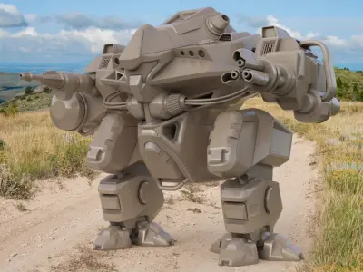 Mecha Robo Cop Clay Vray AI High Poly 3D model