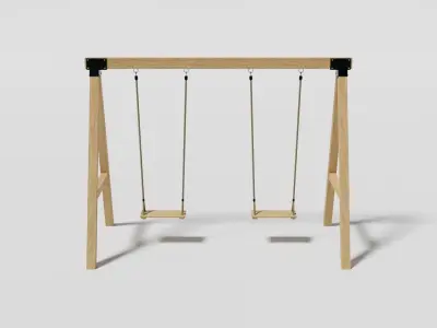 Playground Wooden Swing Low-poly 3D model