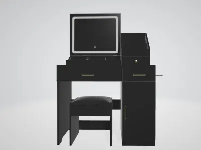Table with Charging Station and Hair Dryer Rack 3D model