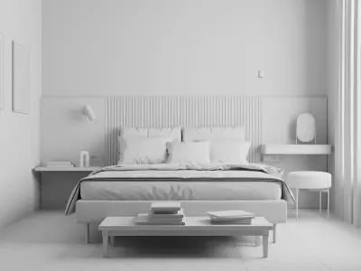 Minimalistic scandinavian bedroom 3D model