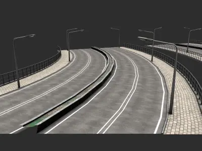 Modular highway PBR Low-poly 3D model