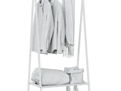 Clothes hanger with shoe rack CRB-01 3D model