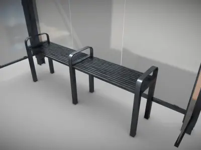 Modern Bus Stop Low-poly 3D model