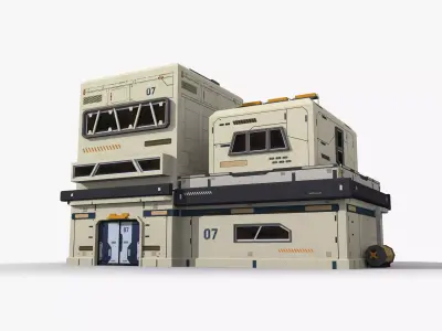 Factory Industrial Sci Fi x4 Low-poly 3D model