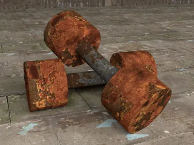 Rusty Gym Equipment  Low-poly 3D model