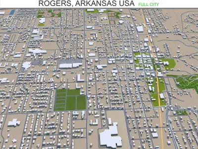 Rogers Arkansas USA 30km Low-poly 3D model