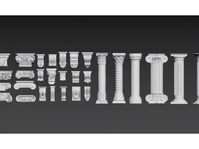 European-style plaster column 3D model