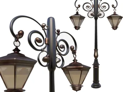 Decorations 2pole Ligting column Low-poly 3D model