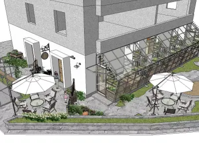 Homestay-Garden Restaurant Book Bar 3D model