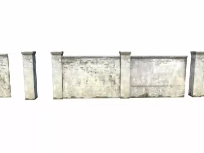 Concrete Fences Segment Low-poly 3D model