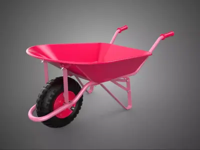 TOY PINK WHEELBARROW CART TROLLEY CHILD KIDS CHILDREN FUN PLAY 3D model