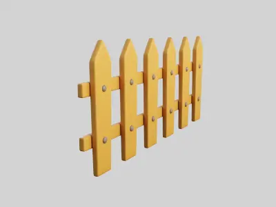 Cartoon Fence 5 Low-poly 3D model