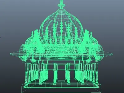 Memorial Mausoleum Queen Kusum Sarovar 01 Collumns 3D model