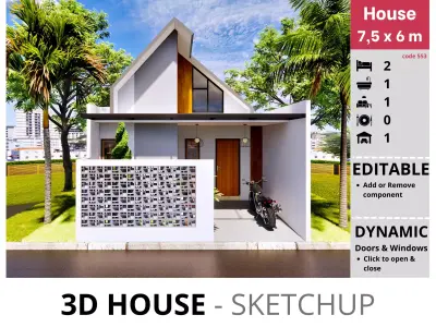 House 7x6m code 553 - Sketchup 3D model 3D model 3D model