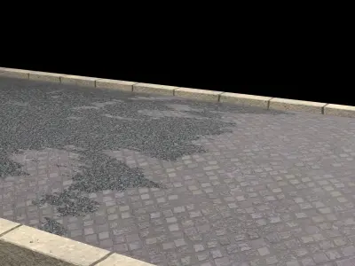 Aspalt and paving low poly street  Low-poly 3D model
