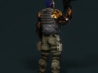 Female Cyborg Character Low-poly 3D model