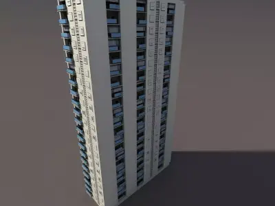 Residential Highrise Building 1 Low Poly 3d Model Low-poly 3D model