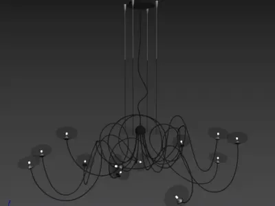 Bertjan Pot Drop Chandelier Organic Curve Glass Light Model 3D model