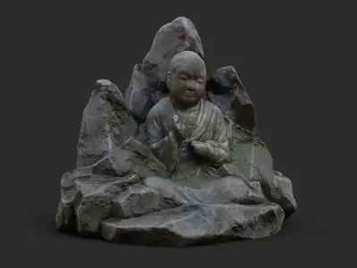 Rock Buddha 1002 Low-poly 3D model