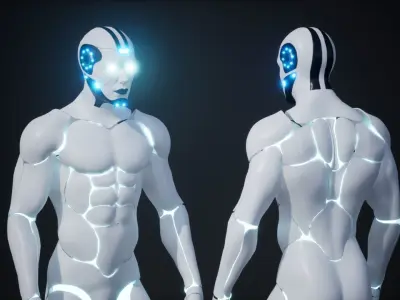Male Robot R70 Pack Low-poly 3D model