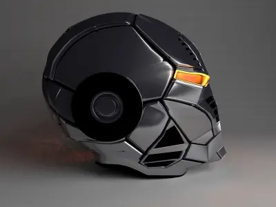 3D Sci-fi space helmet  Low-poly 3D model