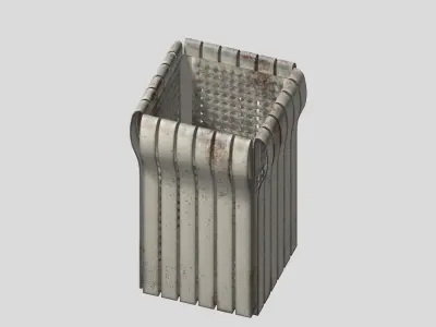 Box type open trash can with cage Low-poly 3D model