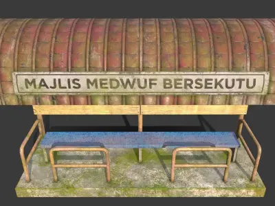 The Old Bus Stop Low-poly 3D model