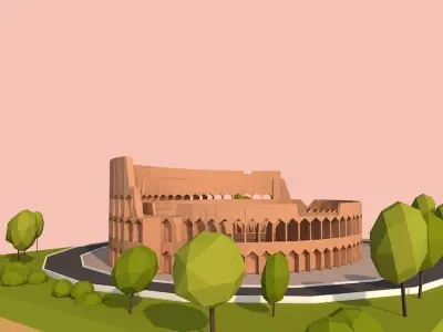 Cartoon Low Poly Rome Coloseum Landmark Low-poly 3D model