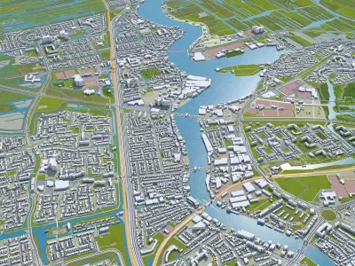 Zaanstad Netherlands 25km Low-poly 3D model